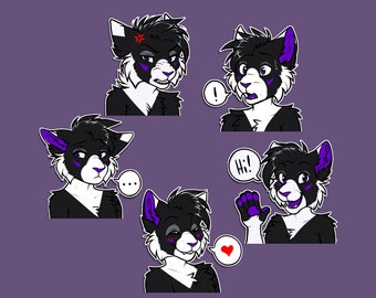 5 piece feline/canine Telegram sticker pack YCH