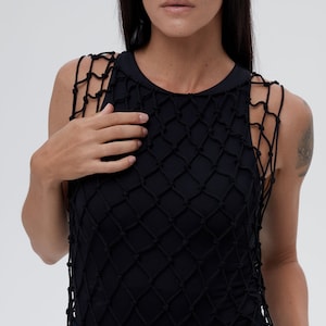 Black net top dress sales