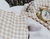Provance style lavander Reversible bedding.Bedding set in Beige White linen color. Linen bedding. King, Queen, Twin, Double. Wood box