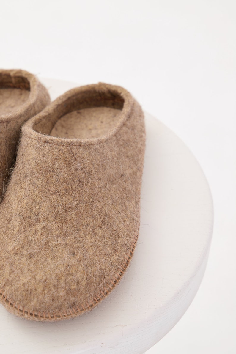 Homemade felt slippers Sheep wool Warm natural felt home shoes image 6