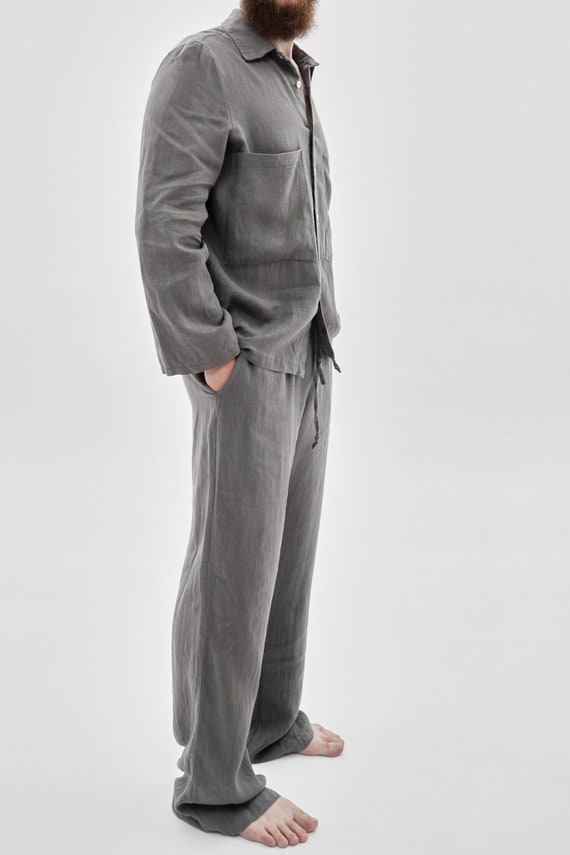 Buy Premium Linen Men Trousers Relaxed Fit Pants Oversized Lounge Wear for Men Grey Flax Trainers Custom Size Available Online in India Etsy