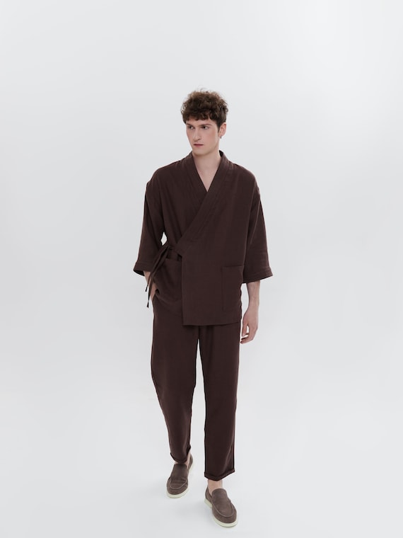 Abito Uomo Elegante Casual Con Coulisse – Design Giapponese, Vestibilità Ampia, Lavabile In Lavatrice, Perfetto Per Primavera Autunno Inverno