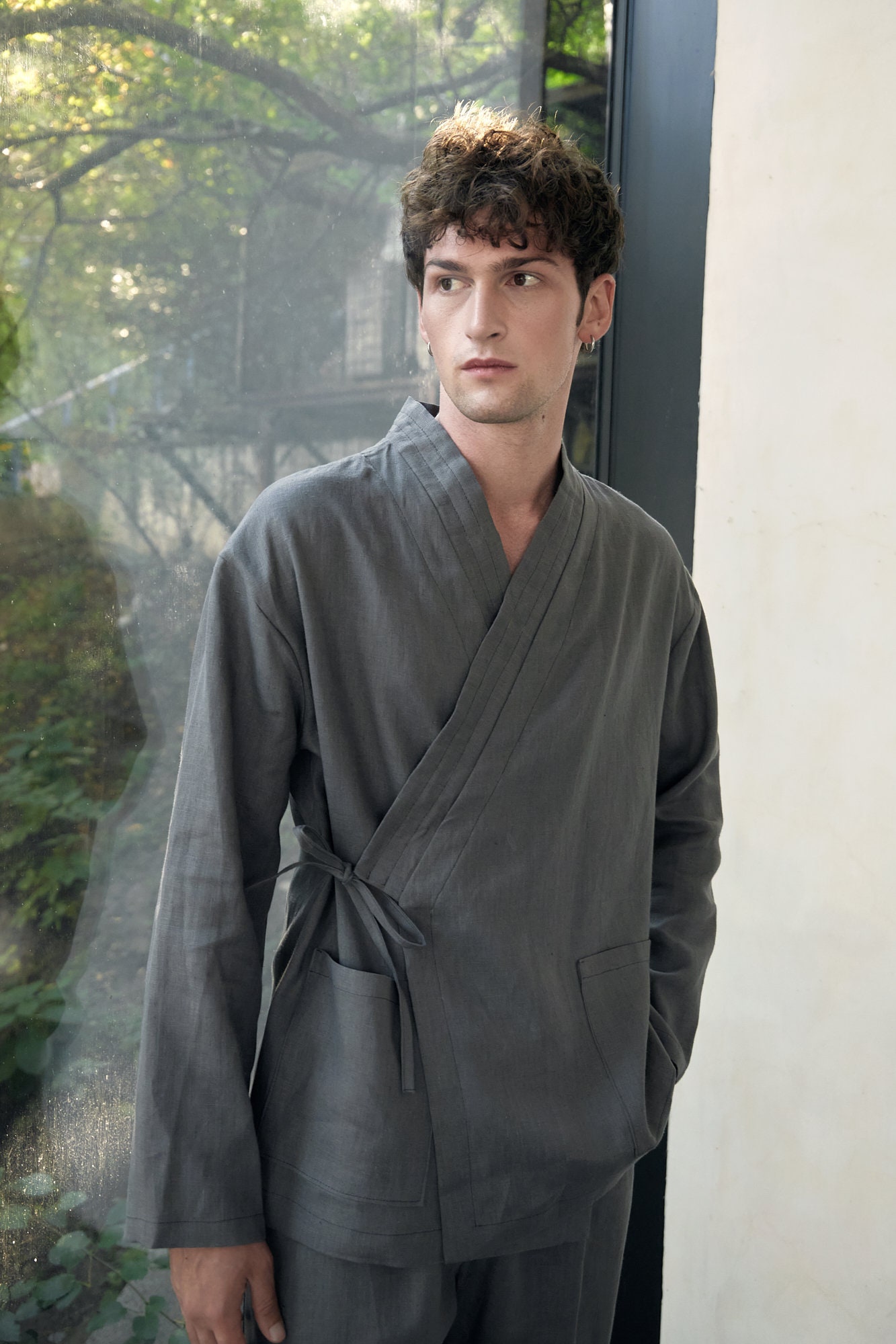 Japanese Kimono Pajamas for Men Timeless Tradition Relaxed Comfort Two Piece Loungewear Set main image 0