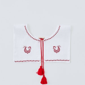 Embroidered Removable Collar Obukhiv Rooster Collar With Embroidered Red Rooster Cross Stitch Cottage Core Style image 1