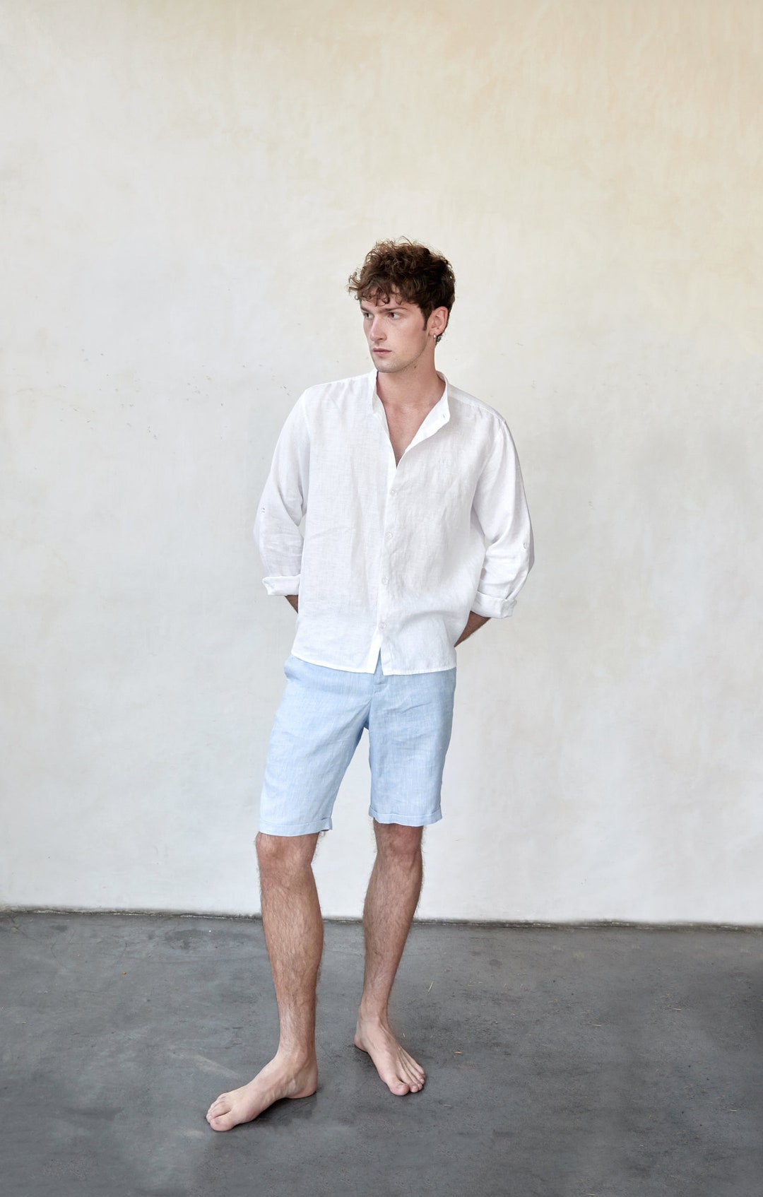 Shorts D'Été Lin Homme CMTOP - Bermudas Plage Décontractés Légers Avec Poches - Taille M-XXL