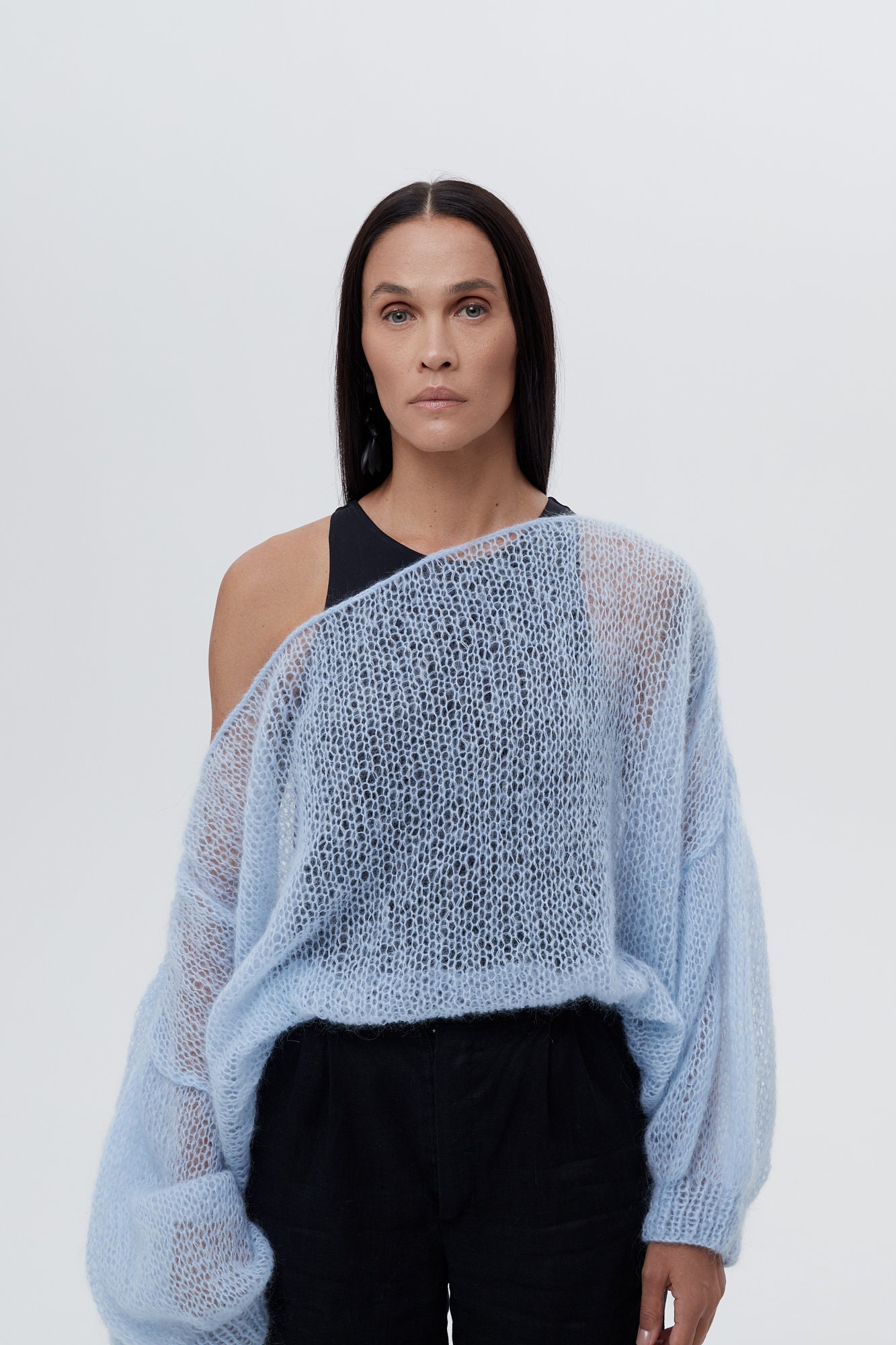 KNIT KNIT All-over pattern acrylic x mohair knit sweater, women's size L / eaa496402