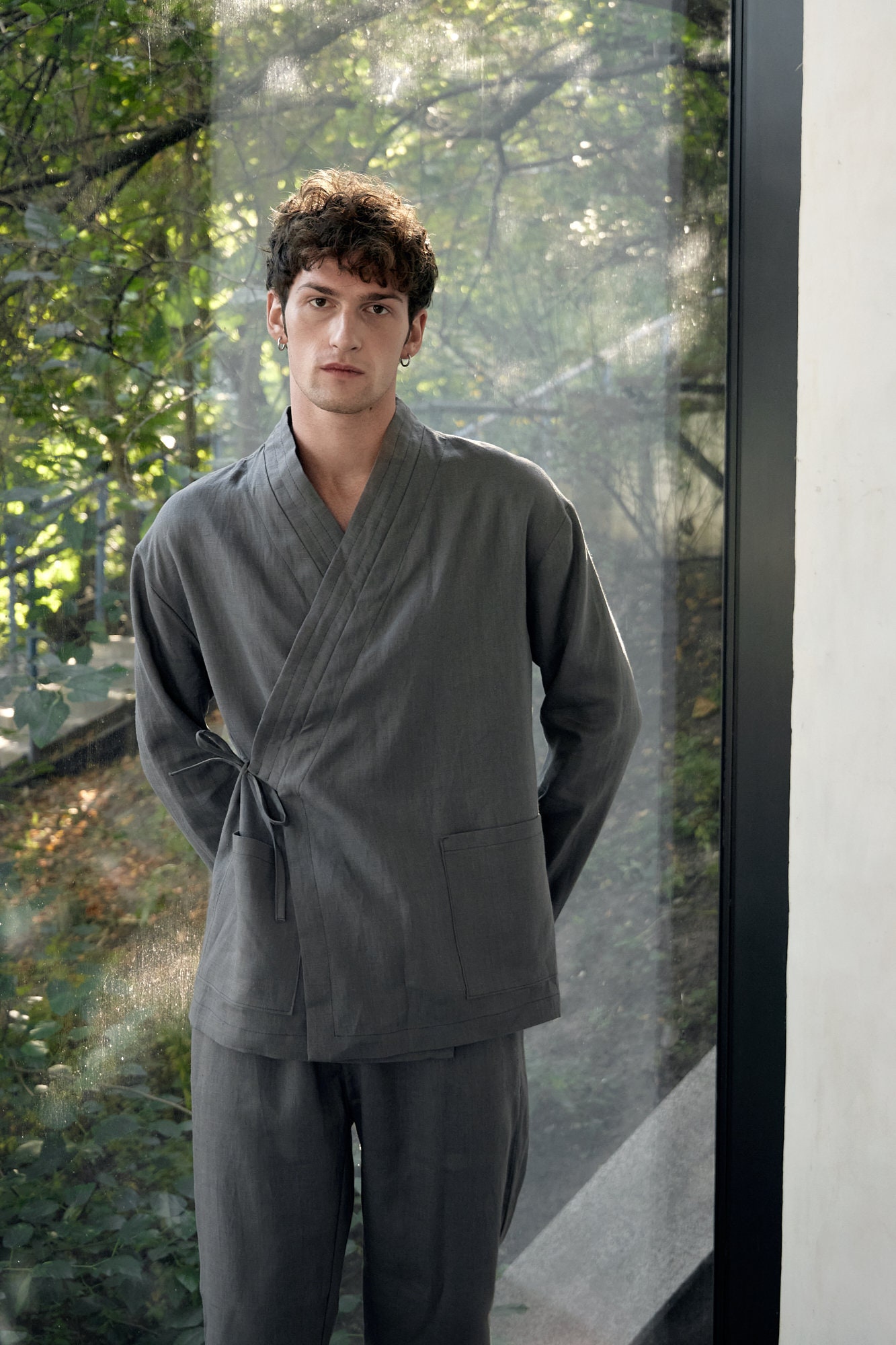 Japanese Kimono Pajamas for Men Timeless Tradition Relaxed Comfort Two Piece Loungewear Set main image 1
