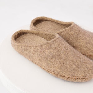 Homemade felt slippers Sheep wool Warm natural felt home shoes image 4