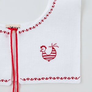 Embroidered Removable Collar Obukhiv Rooster Collar With Embroidered Red Rooster Cross Stitch Cottage Core Style image 2
