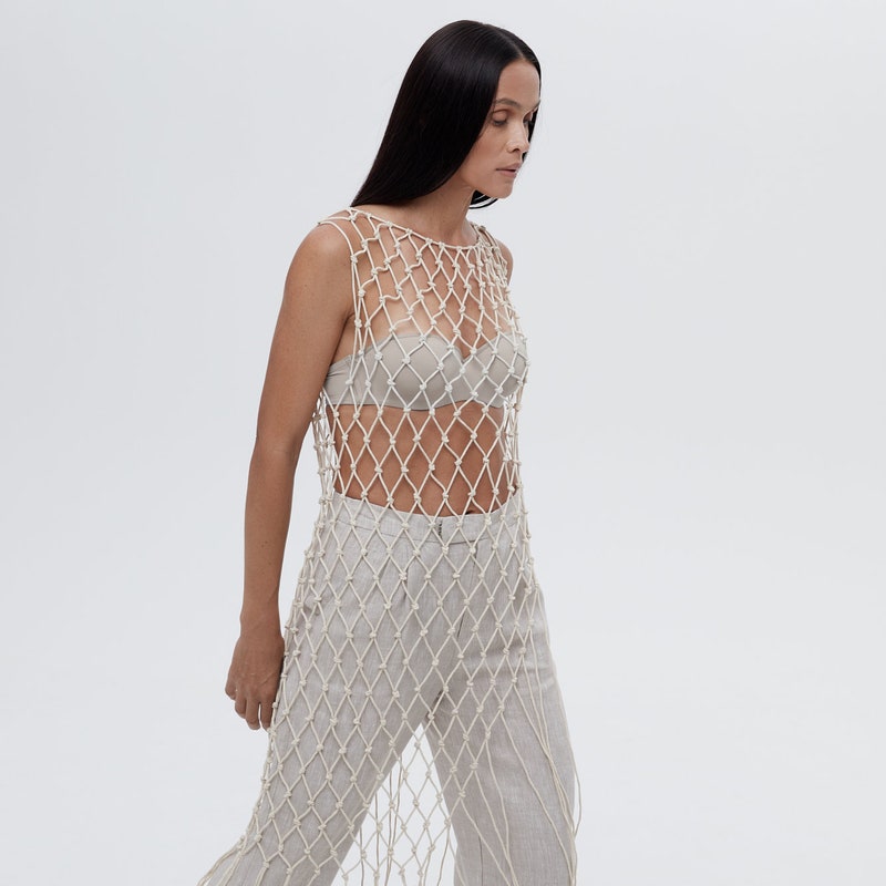 Seethrough Knitted Dress Etsy