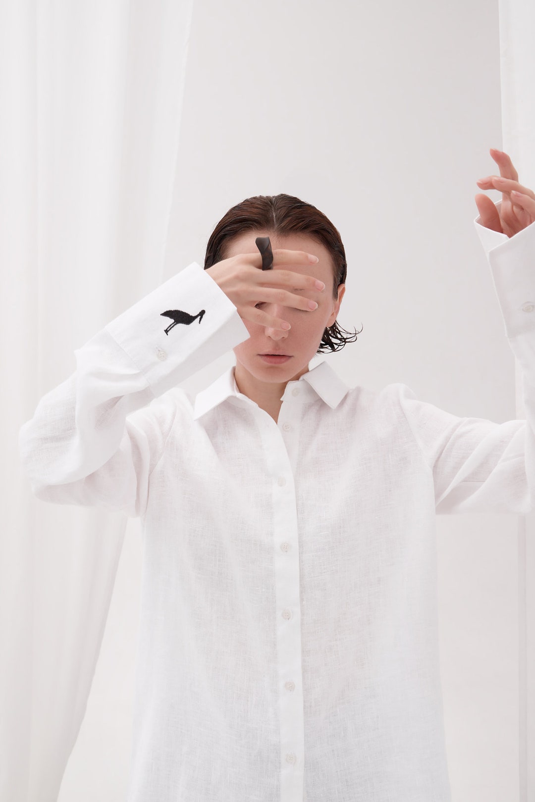 Camicia bianca in lino Camicetta in lino da donna Camicia da