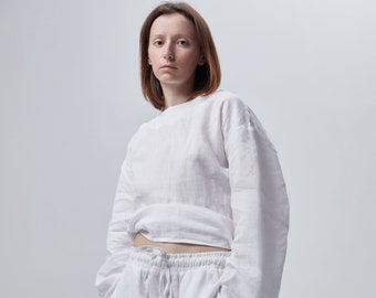 Relaxed Fit Linen Set for Women - Lounge Wear - Linen Pants, Shorts, and Oversized Shirt - Eco-Friendly and Stylish Rest and Home Costume