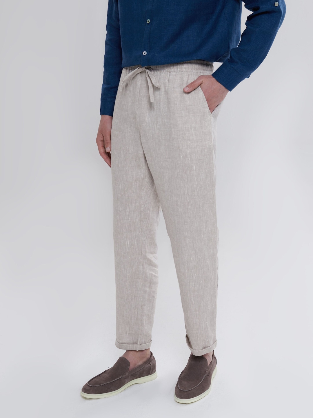 Linen Trousers Natural Beige 90’s～ Beige Linen Pants – Velluto Verde