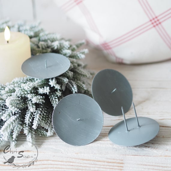 Adventskranz Kerzenhalter grau 4 Stk