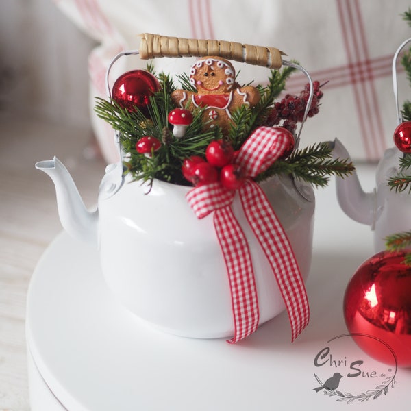 Weihnachtsdeko Lebkuchenmann Teekanne