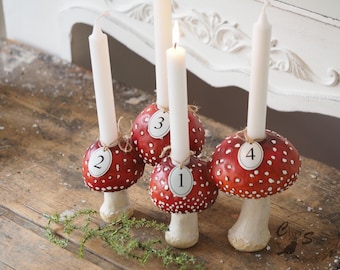 Weihnachtsdekodeko Fliegenpilze Kerzenhalter