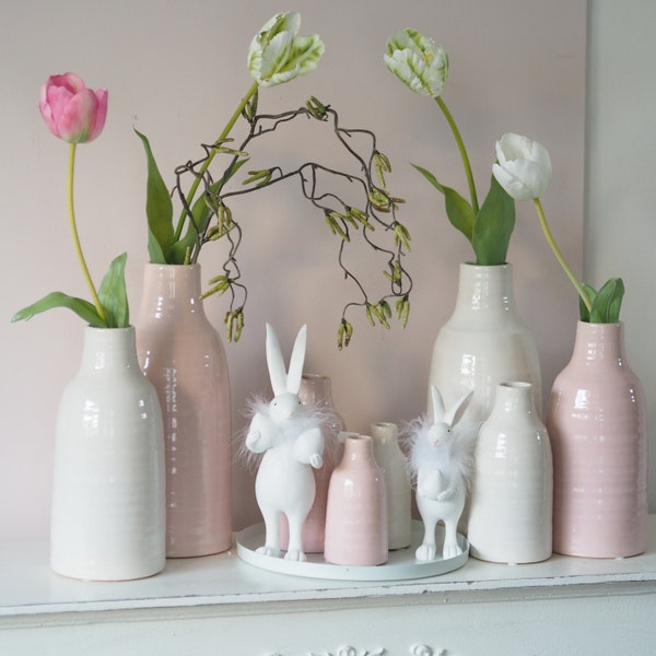 Vasen Keramik rosa weiß