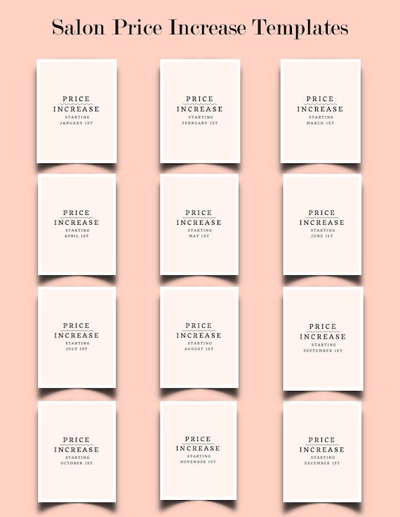 Hairstylist Salon Price Increase Printouts 12 Month Etsy