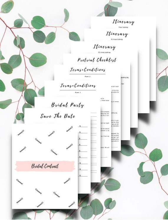 Hairstylist Bridal Agreement Contract Template Digital Etsy