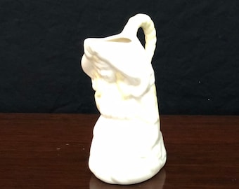 Vintage Irish Belleek Undine Kneeling Woman Pitcher / Creamer - 7th Mark Gold 1980-1993