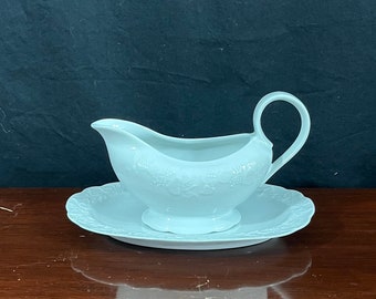 Vintage Dansk International Design "Ivy" White Gravy Boat & Underplate - Made in France