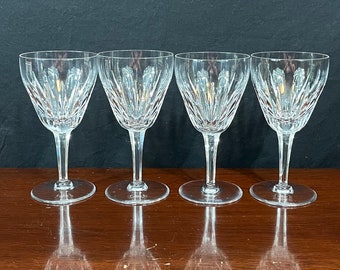 Stuart Crystal "Claridge Clear" Pattern Water Goblets / Wine Glasses - Vintage English Crystal - 6 7/8" - Sold  Individually or in Set of 4