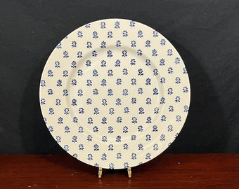 Ralph Lauren (RL) Denim Ware "Nellie" White and Blue Floral - 11" Dinner Plate - Made in England