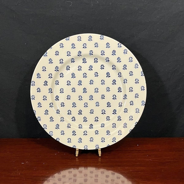 Ralph Lauren (RL) Denim Ware "Nellie" White and Blue Floral - 11" Dinner Plate - Made in England