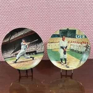 Vintage Bradford Exchange &quot;The Legends Of Baseball&quot;  Porcelain Collector Plates - Lou Gehrig and Joe DiMaggio Plates