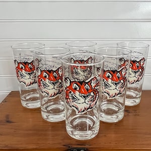 70' esso tiger glass×3エッソタイガーノベルティグラス Vintage ESSO Drinking Glass 