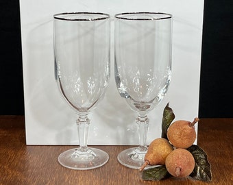 Elegant Pair of Waterford Crystal "Metropolitan Platinum" Iced Tea Beverage Glasses - 8"