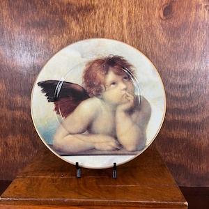Vintage Cherub Angel Plate After Raphael – Godinger Limoges Style, 10 1/4" Decorative Wall Plate