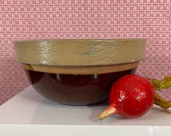 Vintage Macomb Pottery Brown Stoneware Bowl – 8 1/2"  Shoulder Rim Crock,  Mid Century American Pottery, Rustic Kitchenware