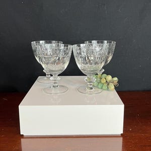 Set of 4 Vintage Crystal Chalice Goblets – Fan, Thumbprint & Sheaf Cuts – Ball Stem – 12 oz Glasses for Elegant Tables or Weddings