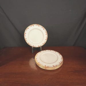 Set of 4 Lenox &quot;Essex&quot;  Salad Plates - Maroon Border and Gold Trim - 8 3/8&quot;