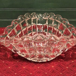 Rare Three Sided Waffle Pattern Glass Bowl