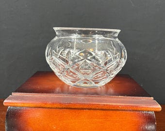Waterford Crystal "Nocturne" Bowl – Thick Rim, Thumbprint & Starburst Cut, Signed Irish Crystal