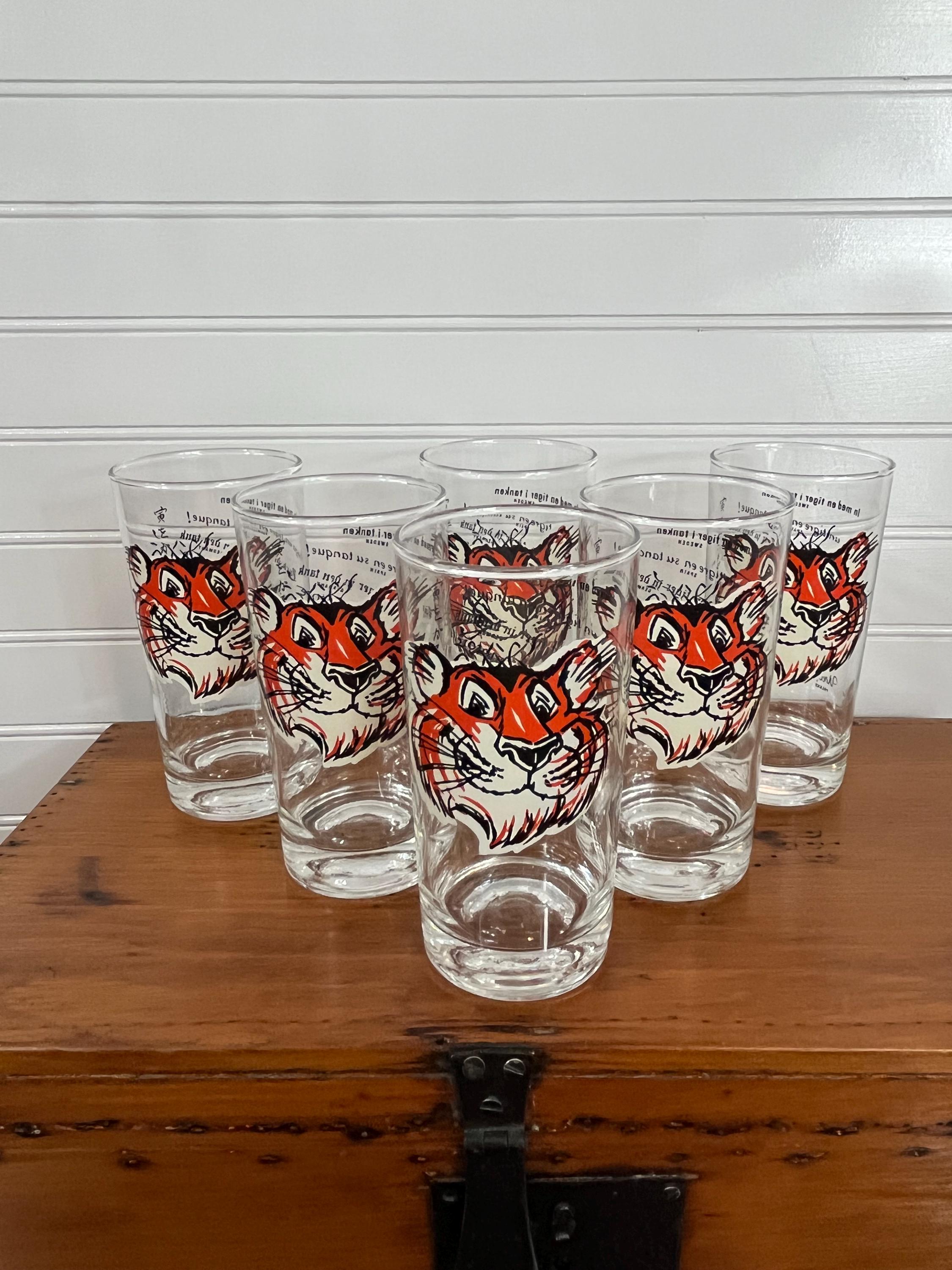 70' esso tiger glass×3エッソタイガーノベルティグラス 2 Vintage Esso Tiger in Your Tank Glasses, Pair Esso Exxon