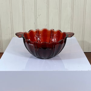 Vintage Ruby Red Double Handled Candy or Nut Bowl -  5&quot;