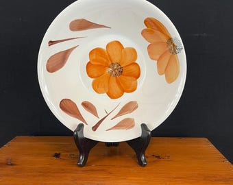 Vintage Sunnycraft Genuine Ironstone Serving Bowl – Hand-Painted Floral Motif – Made in Korea - 9"