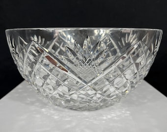Vintage Waterford Crystal 8" Centerpiece Bowl – Criss Cross, Star & Fantail Cuts – Elegant Hand-Cut Irish Crystal