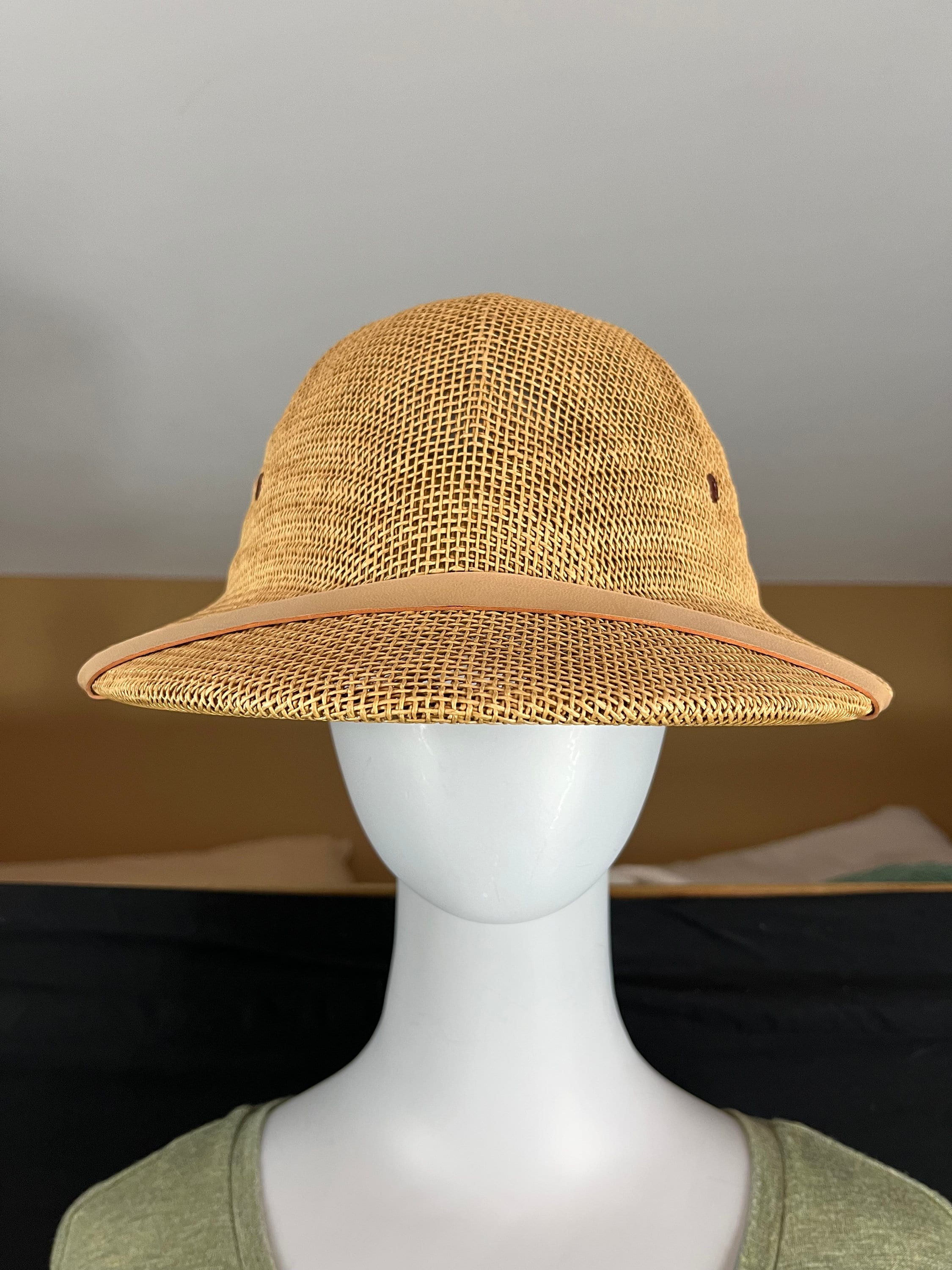 Vintage Wicker Straw Safari Hat - SUN FARI by Wesco 