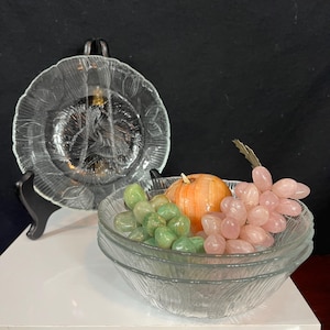 Set of 4 Arcoroc Canterbury Cereal Bowls – 6 1/4&quot; Clear Pressed Glass, Vintage French Tableware