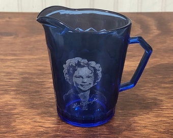 Vintage 1930&#39;s Shirley Temple Colbalt Blue Pitcher / Creamer