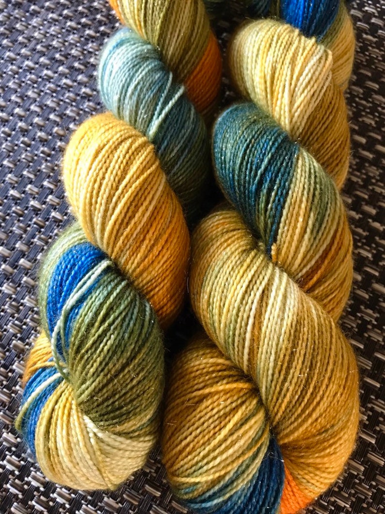 Sock wool with glitter fanny hand-dyed