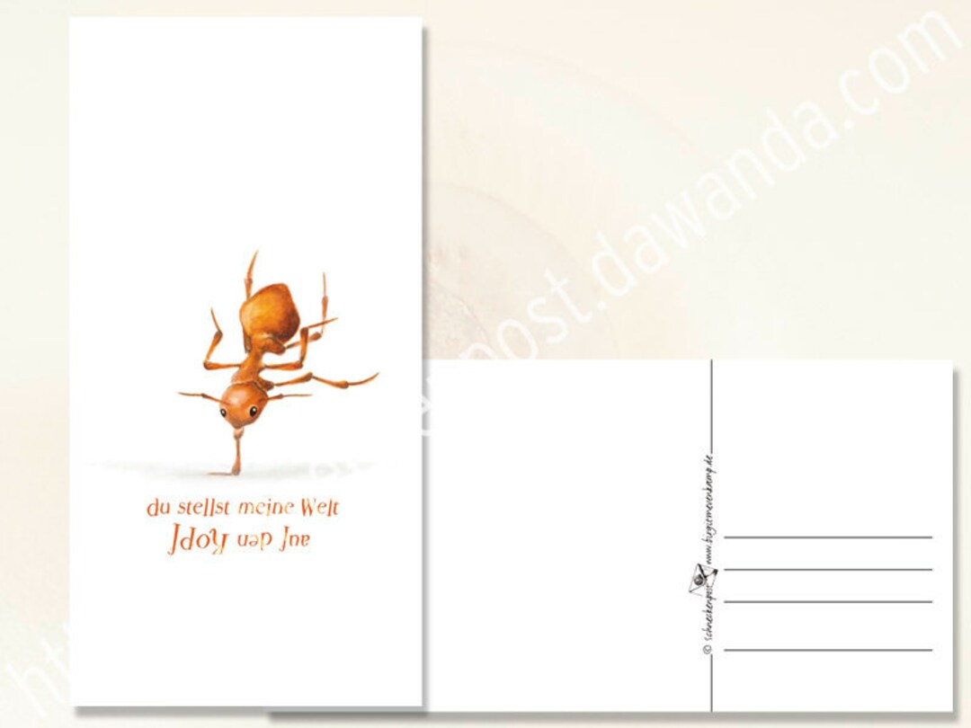 Du stellst meine Welt auf den Kopf Postkarte Ameise Etsy.de