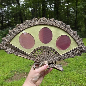 Antique brass victorian fan shaped picture frame