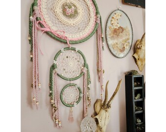 Vintage style cottagecore dreamcatcher wall hanging