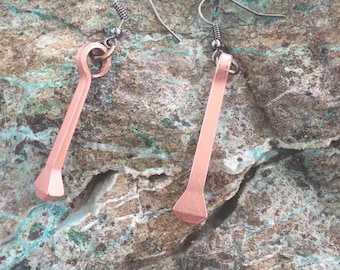 Copper Horseshoe Nail Heart Earrings, Western Jewelry