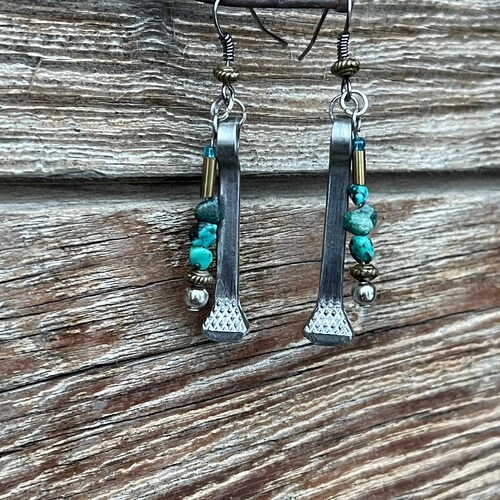 Horseshoe Nail Earrings With Turquoise Beads Etsy